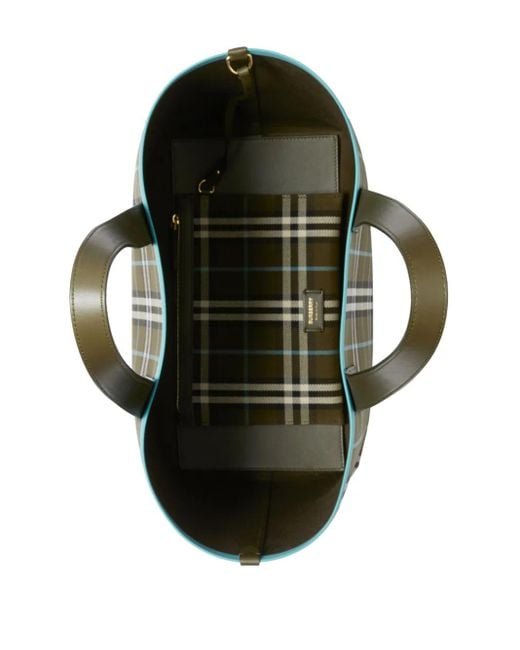 Burberry Green London Check-print Medium Cotton Tote Bag