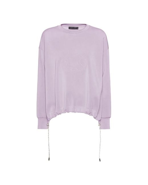 Elena Miro Purple Embossed Drawstring Sweatshirt
