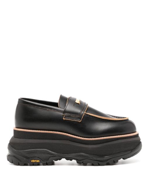 Sacai Black Coin-detail Leather Loafers