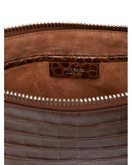 Bolso de mano con efecto de piel de cocodrilo Tom Ford de hombre de color Brown