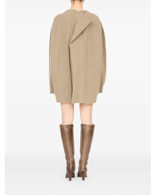 MM6 by Maison Margiela Natural Ribbed Crewneck Mini Dress