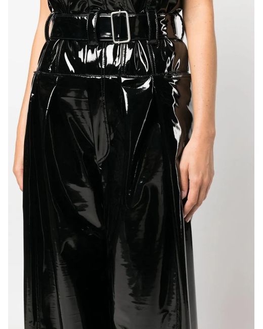 Philosophy Di Lorenzo Serafini Black High-Shine Wide-Leg Trousers
