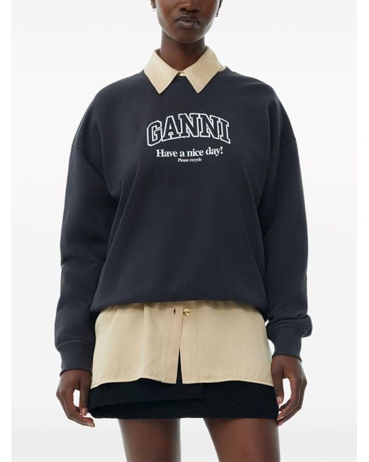 Ganni Sweater Met Logoprint in het Black