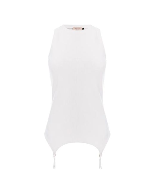 Murmur Geribbelde Tanktop in het White