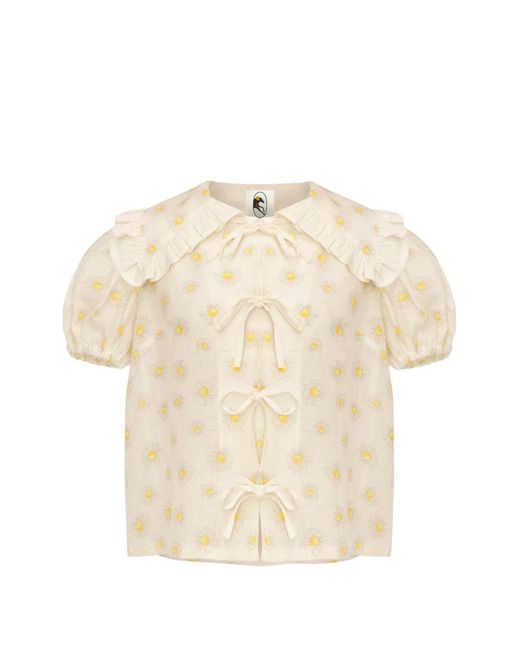 Blusa Puff Sleeper de color Natural