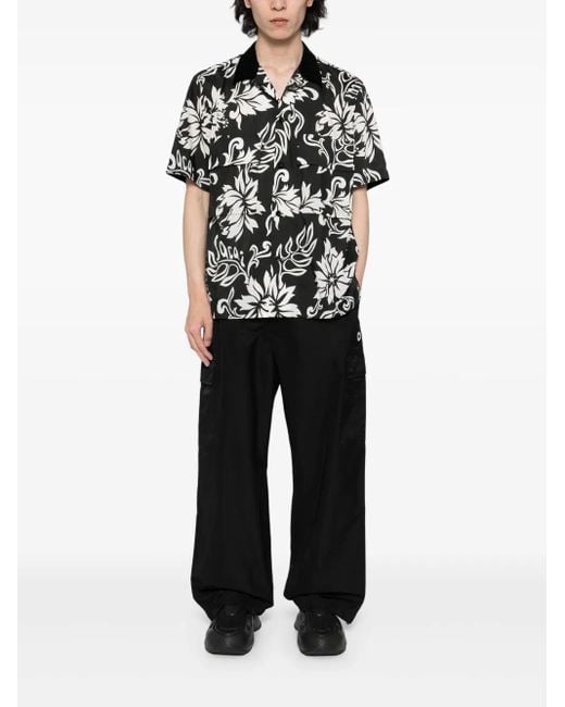 KENZO Black Logo Patch Cargo Trousers for men