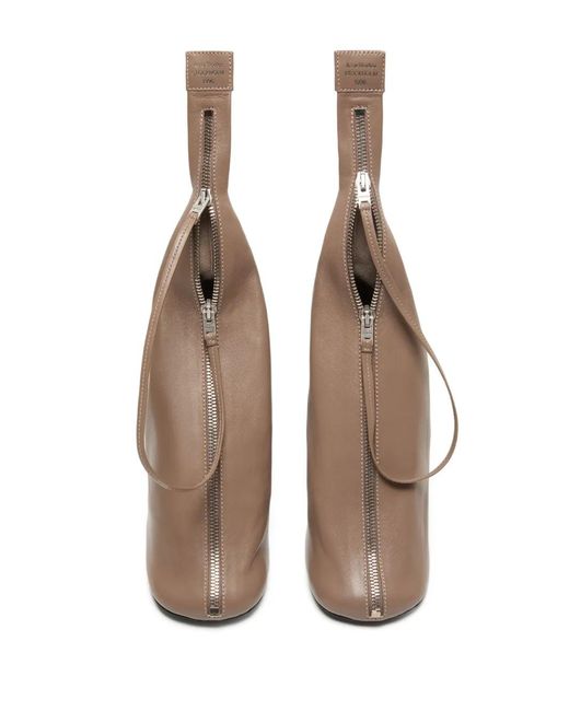 Acne Brown 100M Leather Zip Pumps