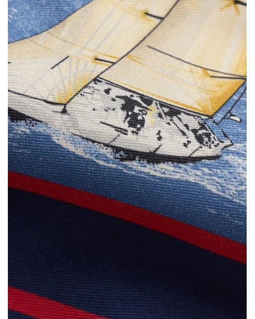 Polo Ralph Lauren Blue Sailing-Print Striped Silk Tie for men