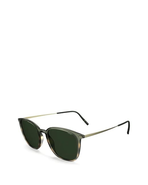Silhouette Green Sequoia Marbled-Effect Square-Frame Sunglasses