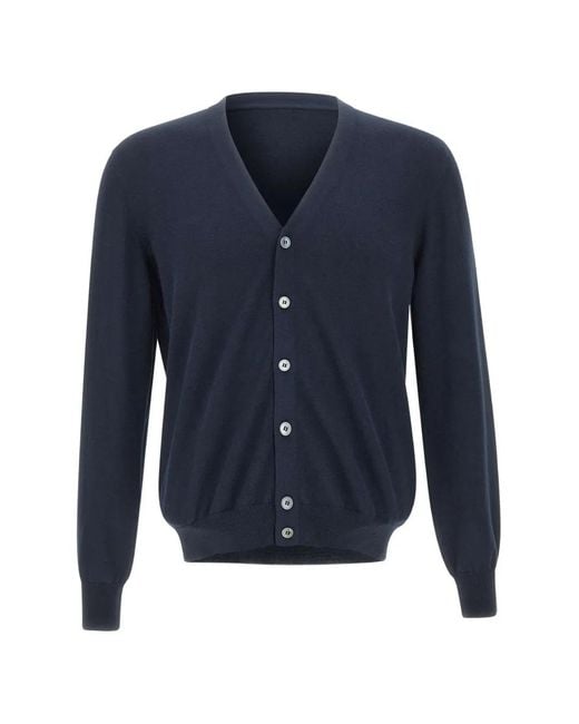 Gran Sasso Blue V-Neck Button Cardigan for men