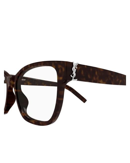 Saint Laurent Black Tortoiseshell-Effect Square-Frame Glasses