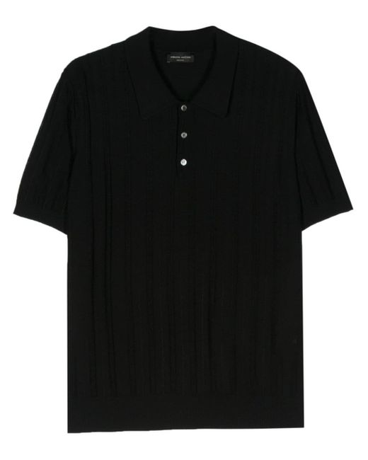 Roberto Collina Black Short-sleeve Knitted Polo Shirt for men