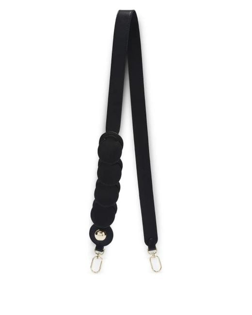Furla サークルアップリケ レザーショルダーストラップ Black