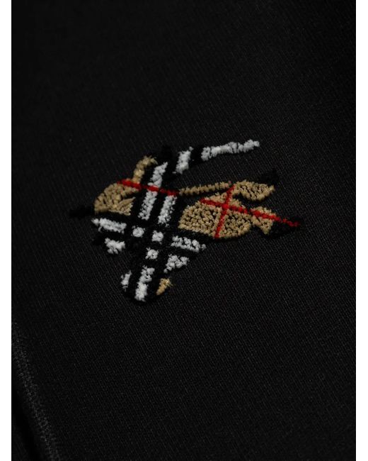 Burberry Black Embroidered Zip-Up Hoodie for men