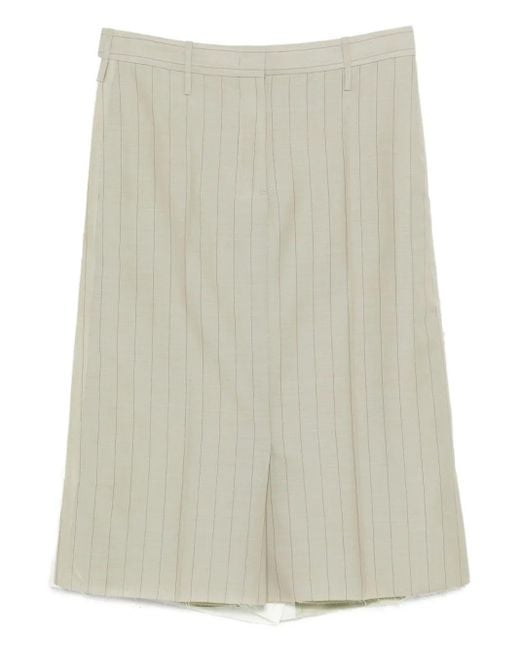 Jil Sander Natural Pinstripe Frayed Skirt
