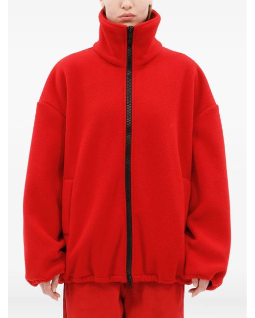 MSGM Red Zip-Fatening Sweatshirt