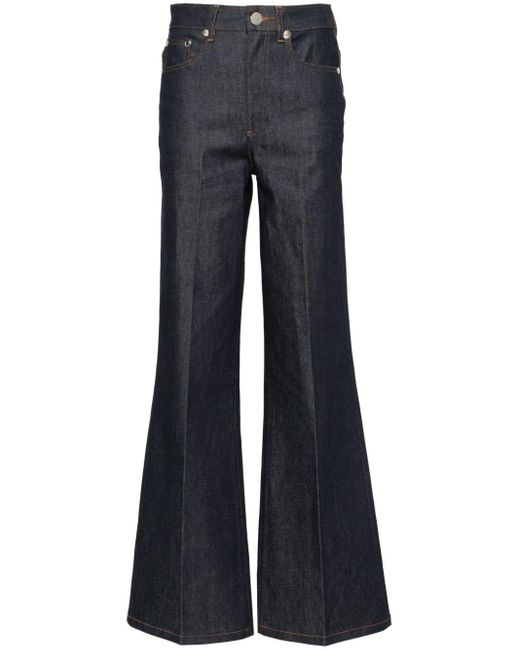 A.P.C. Blue High-Waisted Flared Jeans