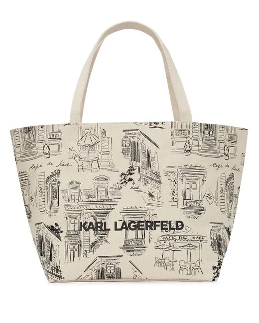 Karl Lagerfeld White X Jorge Parra Printed Tote Bag