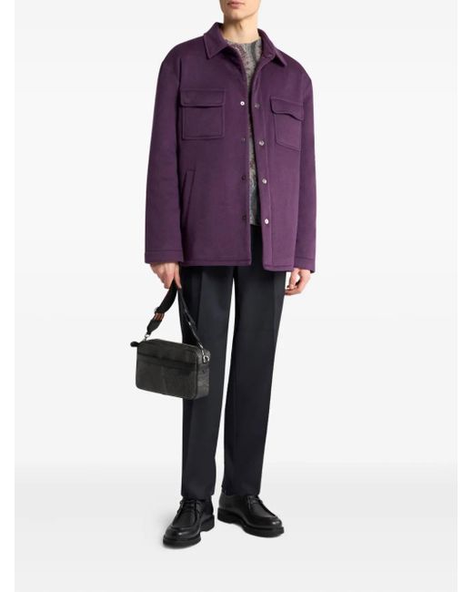 Etro Purple Cashmere Patch-Pocket Overshirt for men