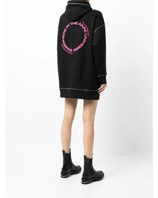 A Bathing Ape Black Logo Print Hooded Dress
