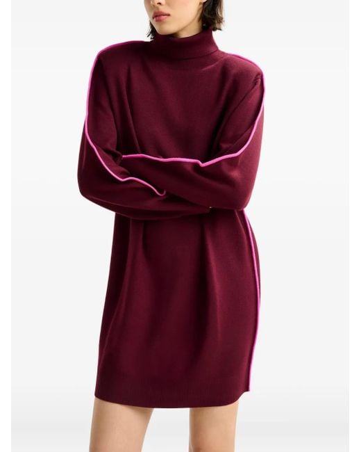 Essentiel Antwerp Red Rollkragen-Minikleid mit Streifendetail