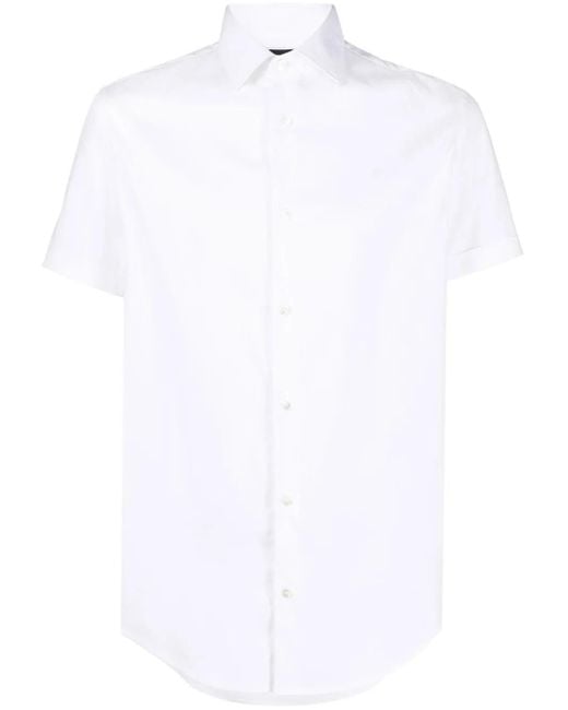 メンズ Emporio Armani ポプリン ショートスリーブシャツ White