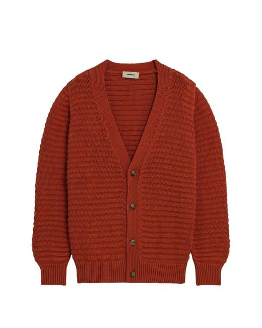 A PAPER KID Red Knitted Cardigan for men