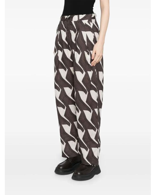 JNBY White Pattern-Printed Tapered Trousers