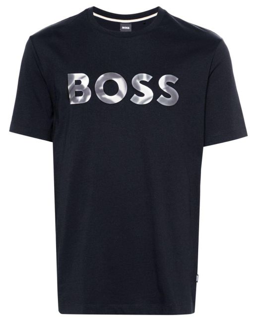 T-shirt con applicazione logo di Boss in Blue da Uomo