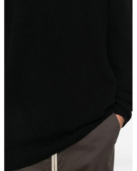 Rick Owens Black Knitted Hooded Sweater for men
