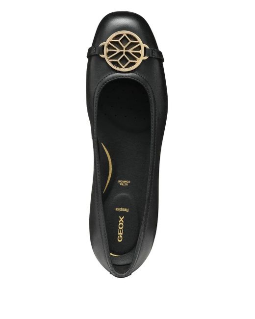 Geox Annytah レザーフラットシューズ Black