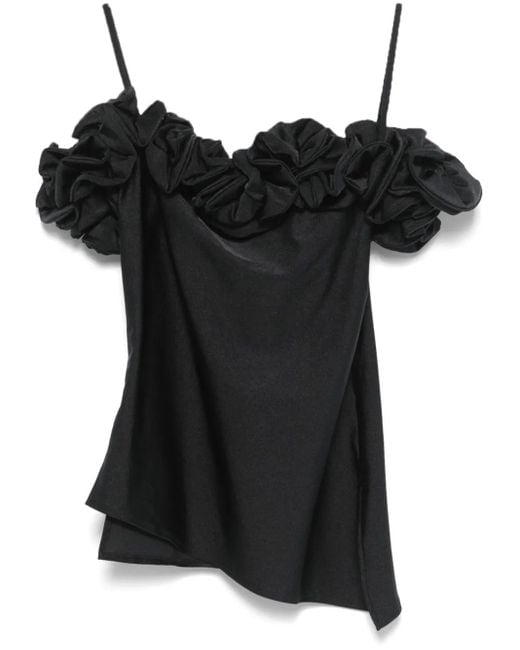 Coperni Black Asymmetric Hem Top With Off-Shoulder Design