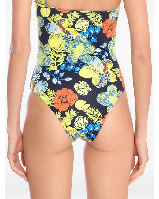 Amir Slama Black One-Shoulder Floral Swimsuit