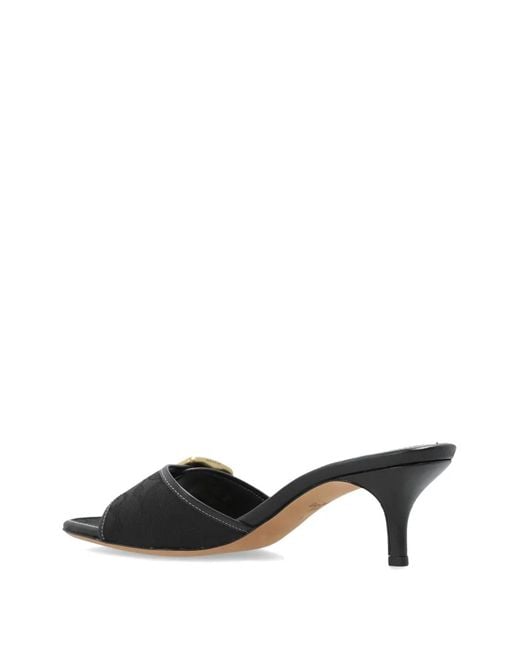 COACH Black Margot Buckle Monogram-Pattern Sandals