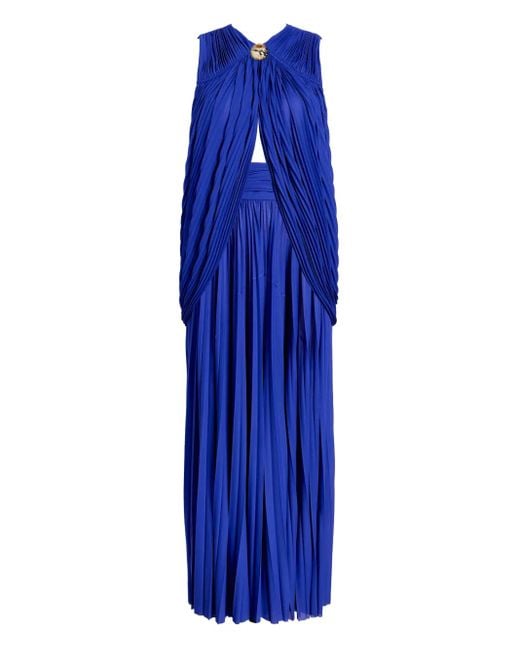 Proenza Schouler Blue Verziertes Maxikleid mit Falten