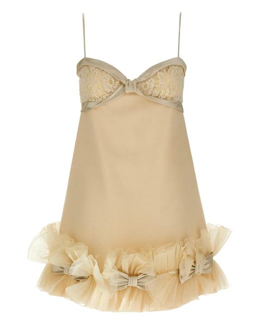 Valentino Garavani Natural Bow-Detail Sleeveless Mini Dress