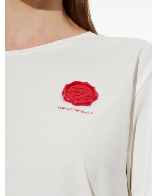 Emporio Armani White Mercerized Jersey T-Shirt Valentine's Day Capsule