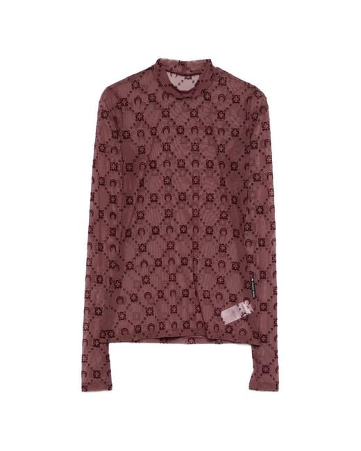 MARINE SERRE Red Moonogram Long-Sleeve Top