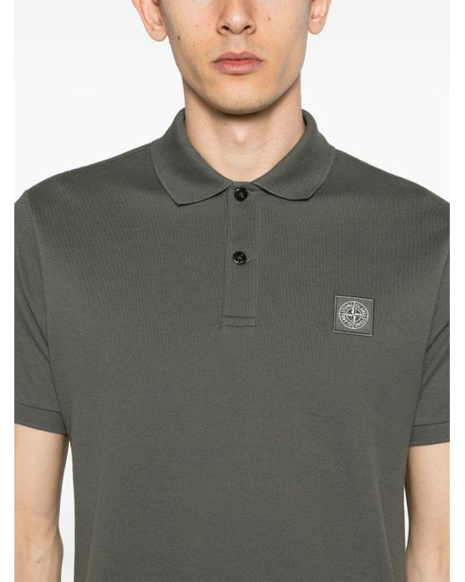 Stone Island Gray Compass-patch Piqué Polo Shirt for men
