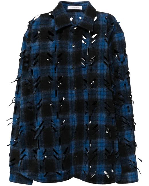 Camicia Con Dettaglio A Taglio Laser di JUNTAE KIM in Blue da Uomo