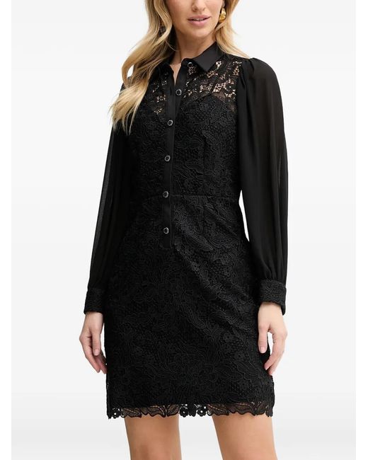 Morgan Black Lace Buttoned Mini Dress