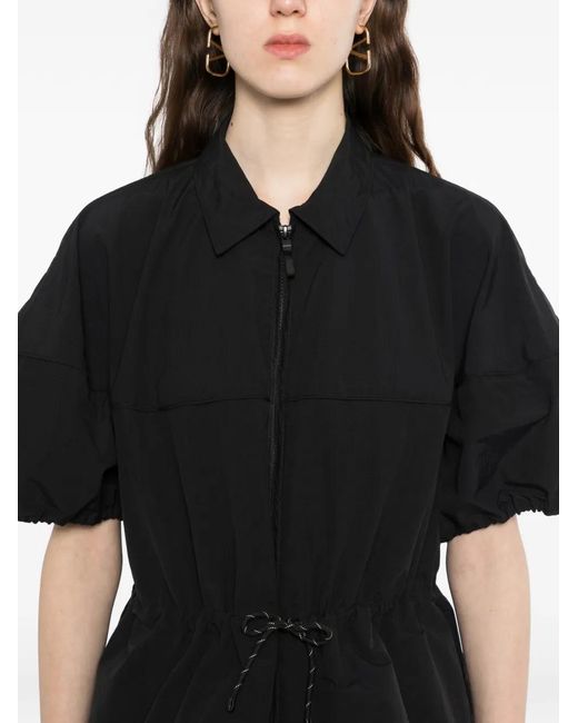 JNBY Black Drawstring Puff-Sleeve Dress