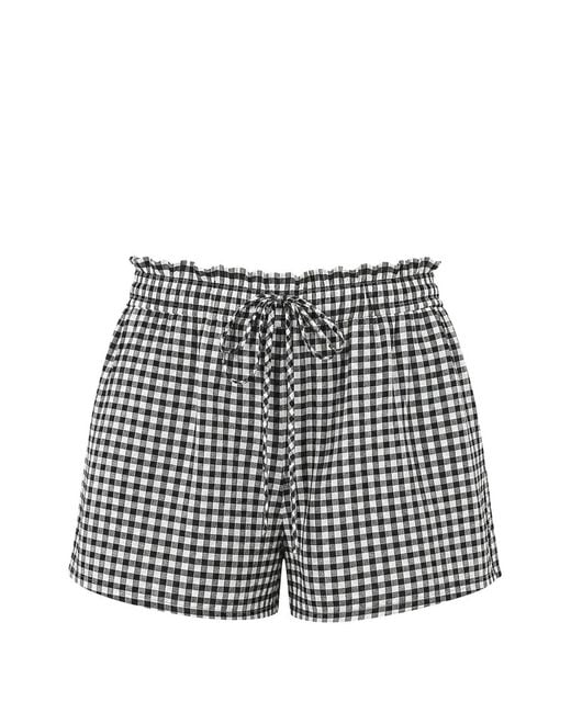 Xirena White Gingham-Print Ruffled Shorts
