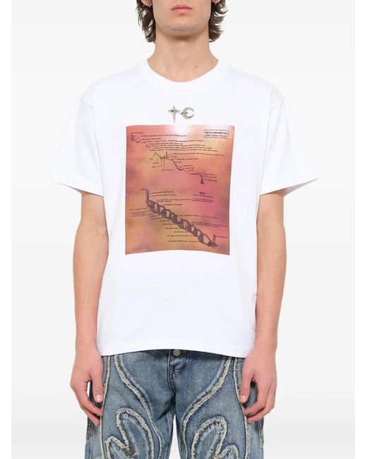 THUG CLUB White Fashion Hell Graphic-Print T-Shirt for men