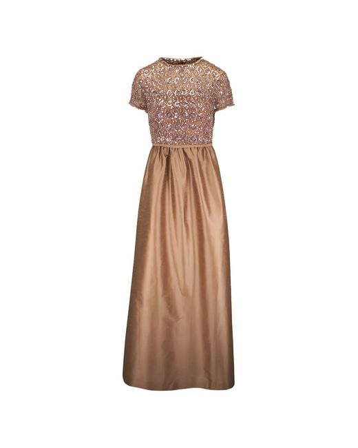 Sachin & Babi Natural Londa Beaded Short-Sleeved Maxi Dress