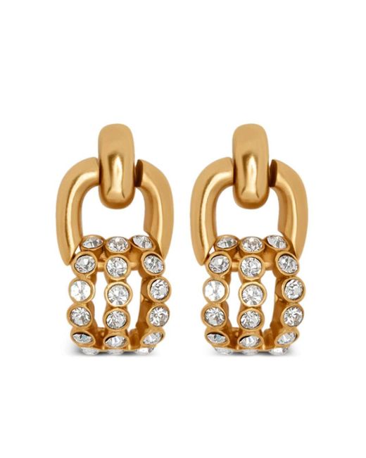 Oscar de la Renta Metallic Pave Link Crystal-embellished Earrings