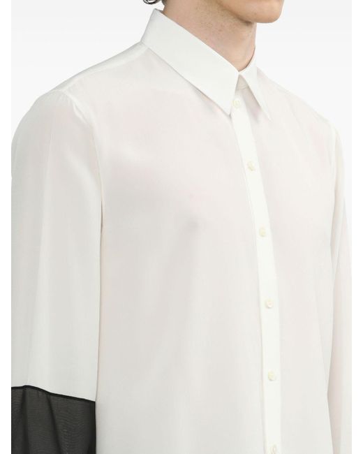 Helmut Lang White Colour-block Silk Shirt for men