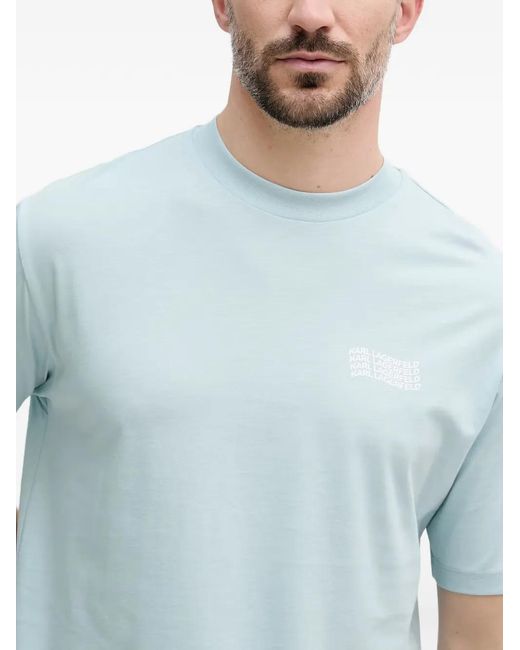 Karl Lagerfeld Blue Logo-Print T-Shirt for men