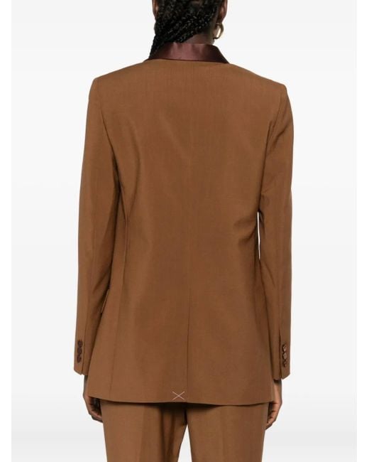 Chaqueta con solapas de satén Fendi de color Brown