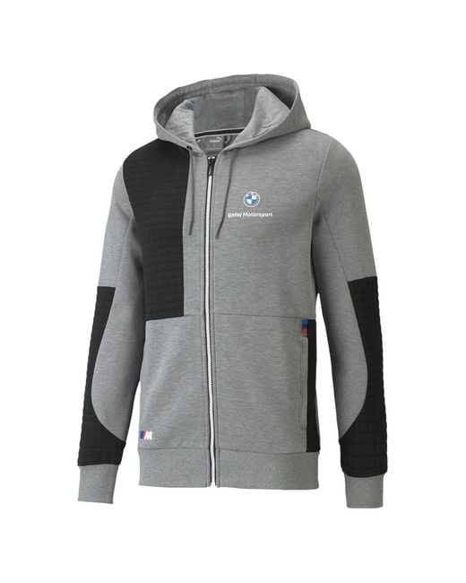 PUMA Gray X Bmw Motorsport Zip-Up Hoodie for men